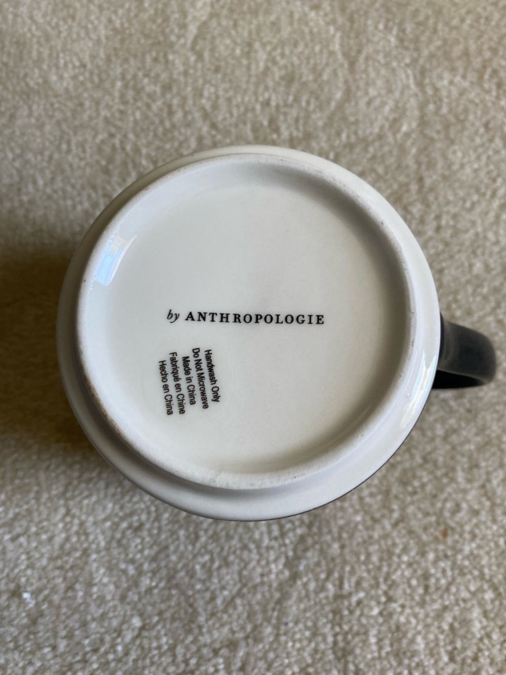 Anthropologie Bistro Tile Mug Initial Letter T Mosiac Coffee Black White Gold - Picture 6 of 8
